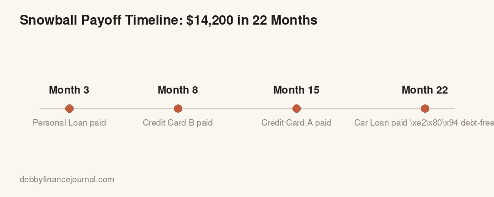 how to create a debt payoff plan timeline showing debts paid off over 22 months